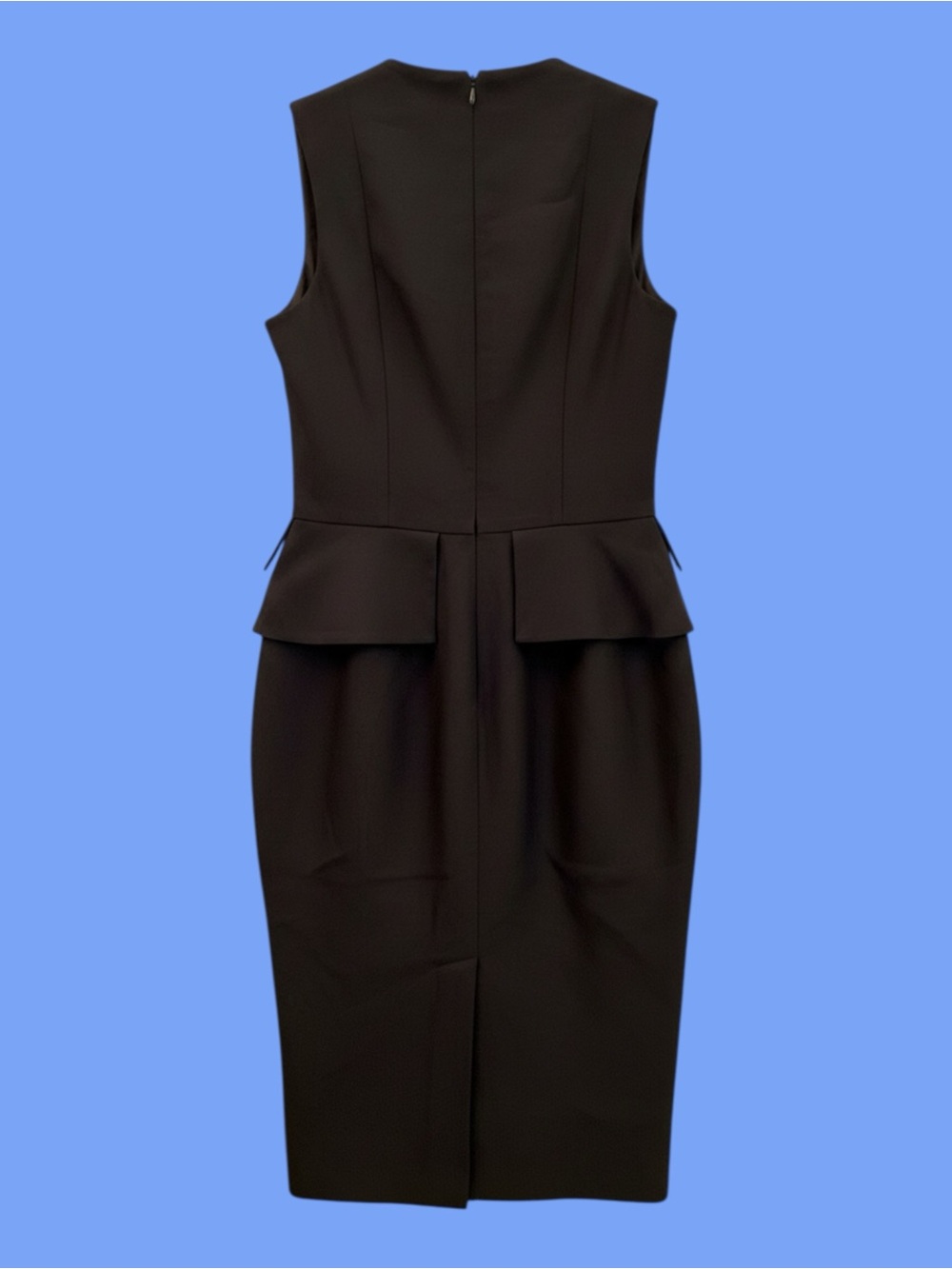 MARTIN GRANT Paris Black Peplum Sheath Dress Sleeveless Midi Designer Size 8